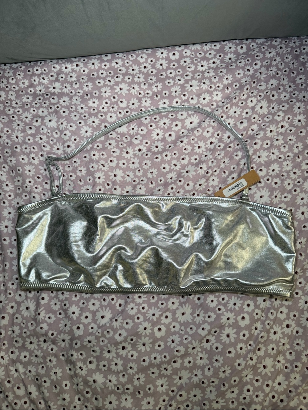 SKIMS Size 2X Nickel Silver Swim Bandeau Bikini Top Women’s SSW-BND-0025 NWT